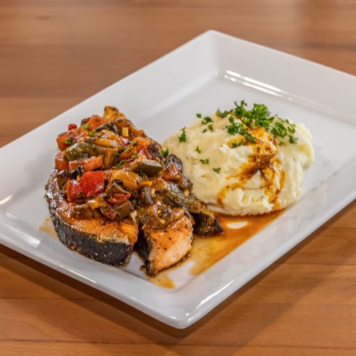 a plate of food on a table